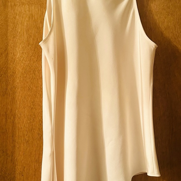 Lafayette 148 Silk Blouse - high button neck & tie at waist or hip. Cream - Picture 2 of 5